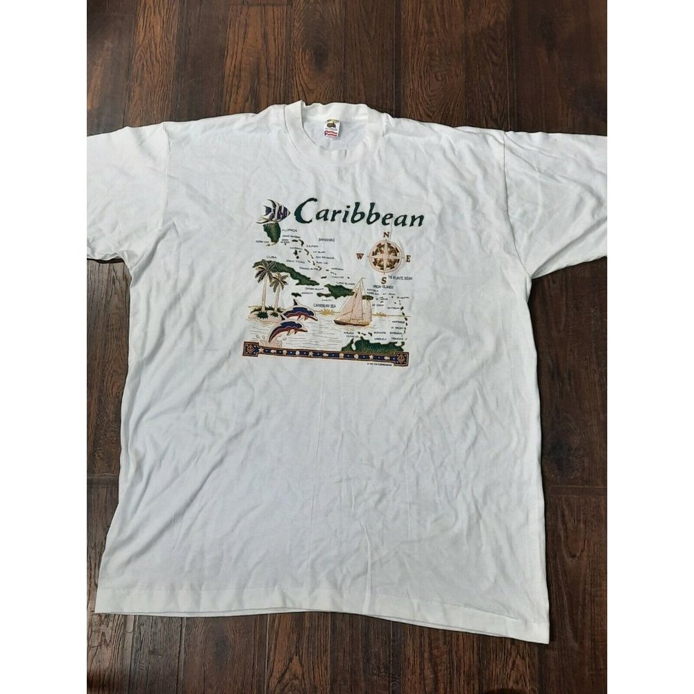 Vintage 1995 Caribbean 90s Cuba, Bahamas, Single Stitch T Shirt Mens Size XXXL.